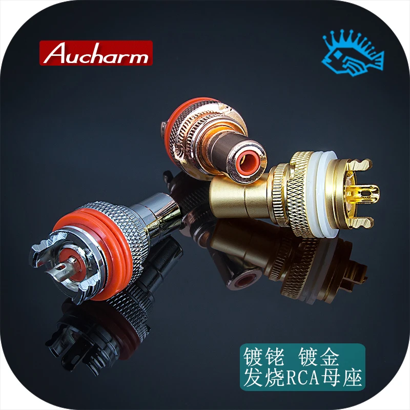 1pcs Aucharm hifi whole copper Rhodium plating Gold plating RCA female socket fever amplifier socket audio terminal