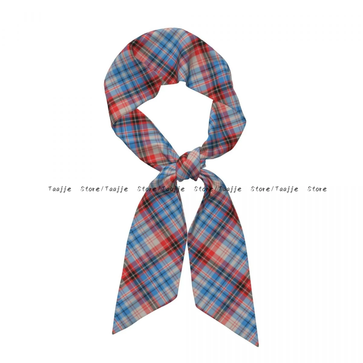 7.6x128cm Long Skinny Hair Scarf Women Imitation Silk Satin Headband Colorful Plaid Textile Neckerchief Ladies Bag Scarves