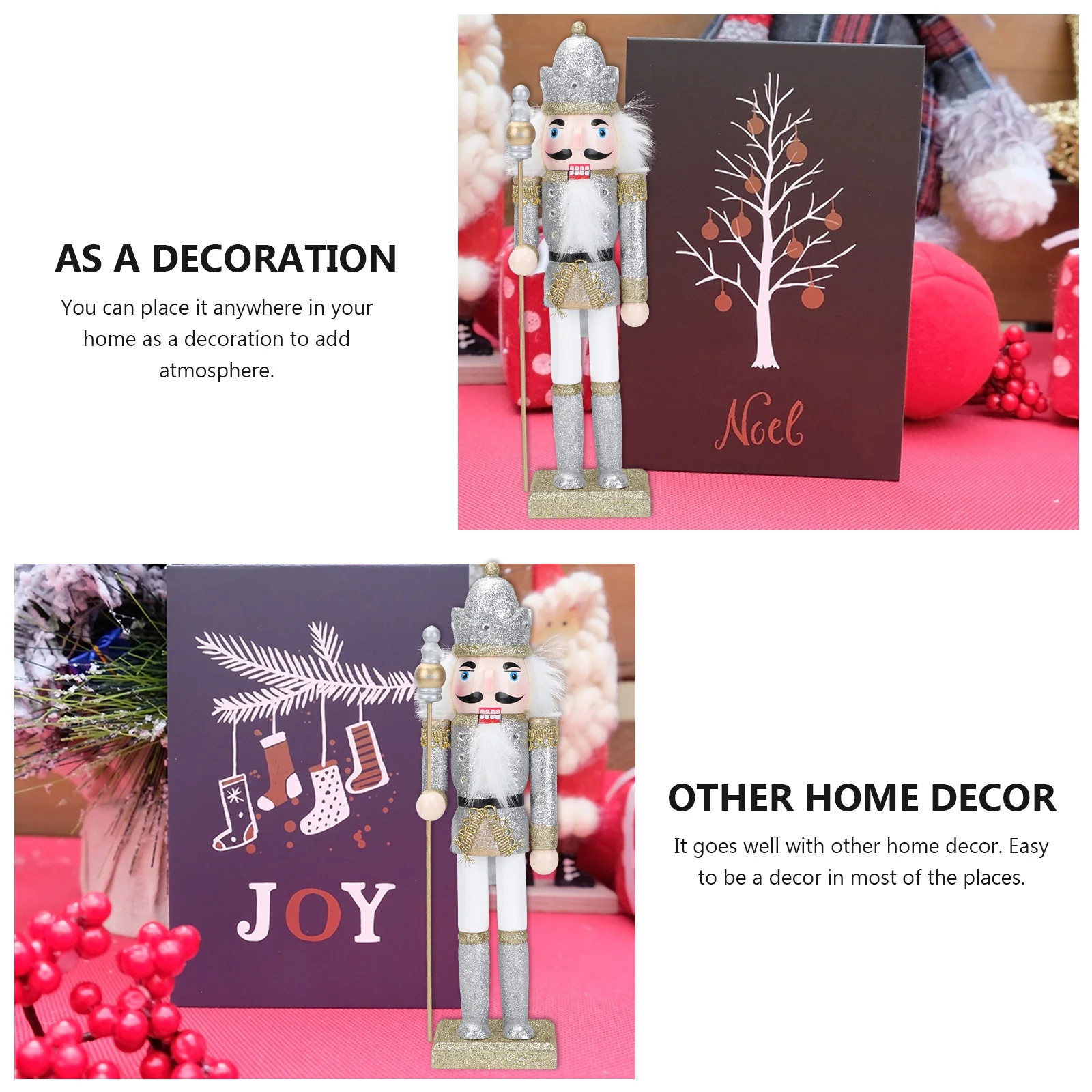 

1Pcs Cartoon Nutcracker Wooden Puppet Soldier Holiday Decoration for Christmas Kids Gift Desktop Ornament Home Decorative Figure