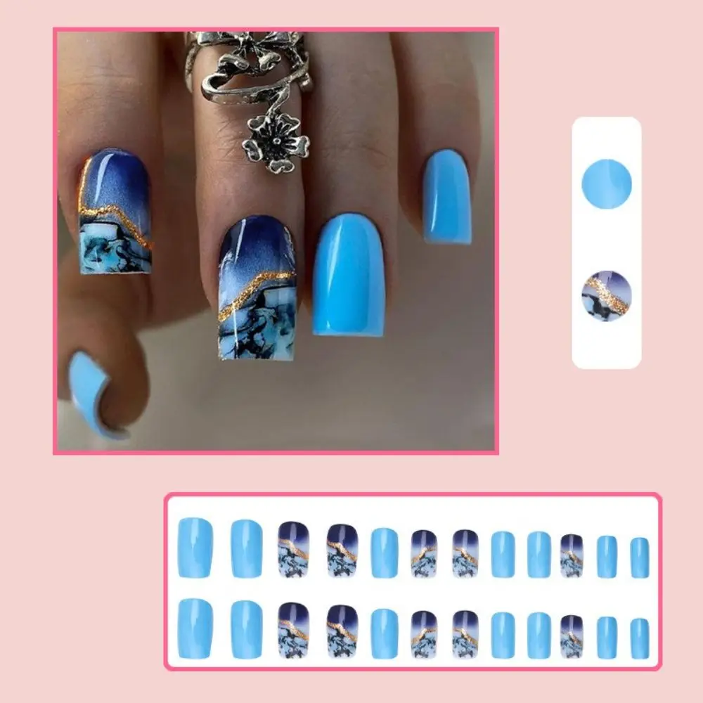 INS ABS mujeres uñas postizas manchas brillo polvo manicura francesa dibujo coloreado reutilizable pintado Nail Art fiesta
