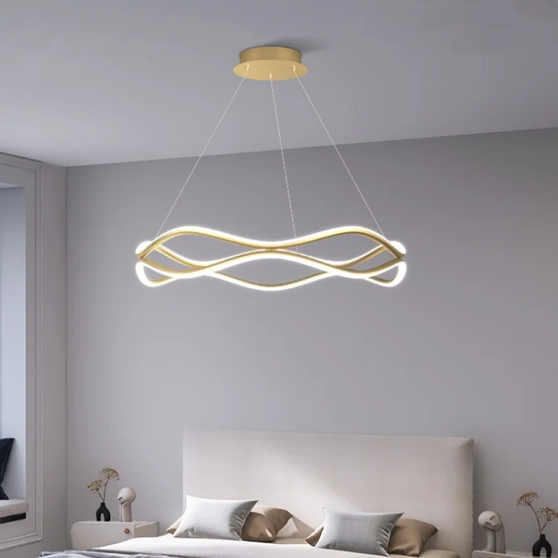 Bedroom pendant lights living room modern minimalist room circular wave art design dining room indoor decoration hanging lamps