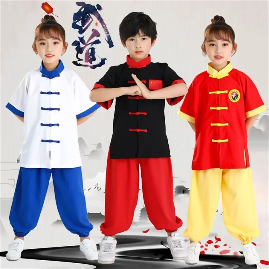 

Disfraz Wushu para niños, ropa manga corta para Jóvenes y Estudiantes Tai Chi, ropa rendimiento Kung Fu