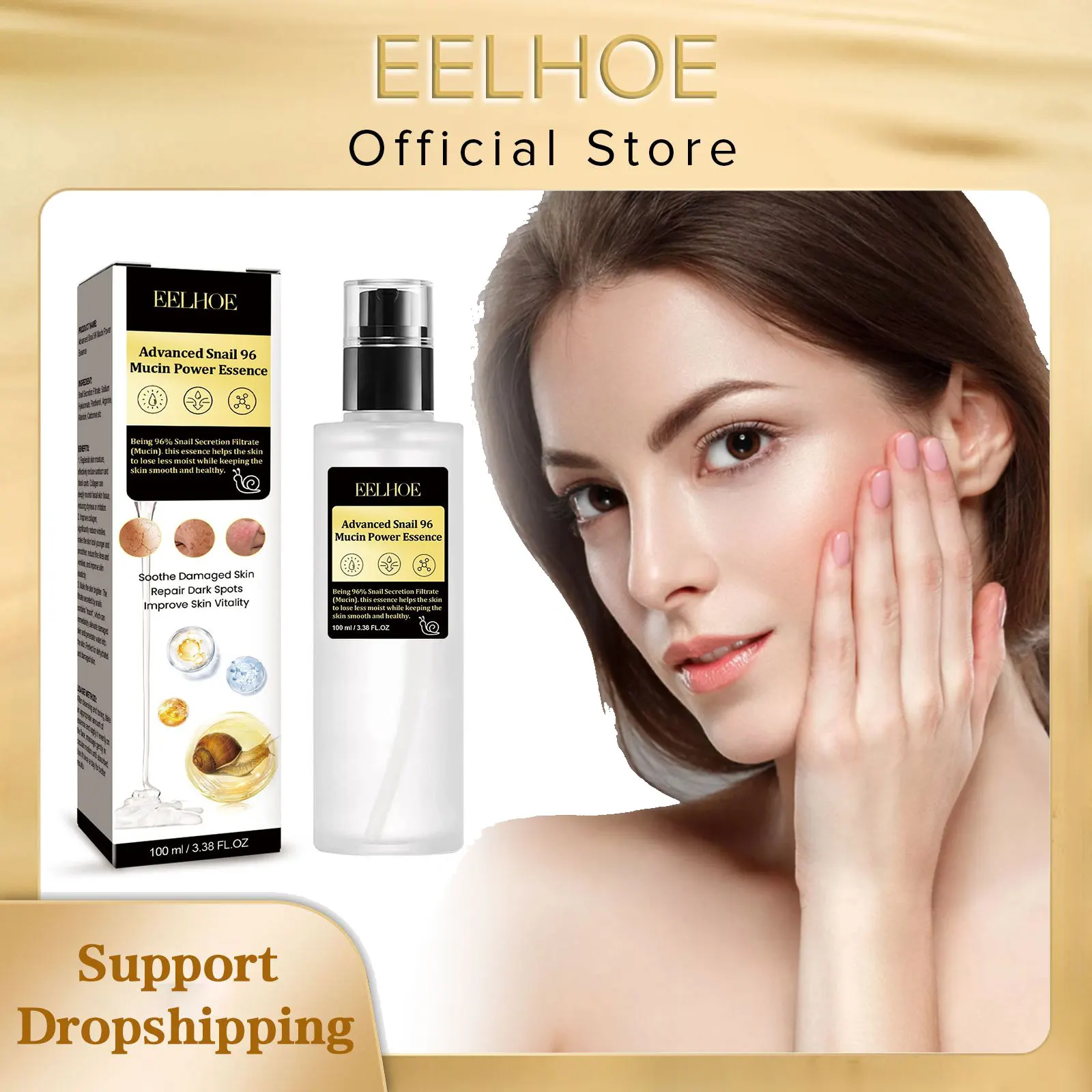 

EELHOE Snail Serum Original Hyaluronic Acid Moisturizing Face Lifting Firm Skin Tightening Repair Skin Nourish Snail Slime Serum