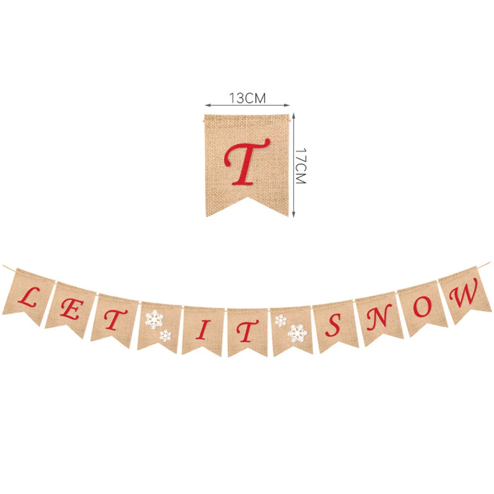 

Let It Snow Letter Bunting Linen Burlap Banner Snowflakes Pattern Winter Party Decoration Hanging Indoor Outdoor Supplies
