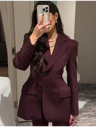 Bornladies Women's Autumn Winter Slim Waist Chic Blazer Coats Office Ladies Double Breasted Fashion Suits Jacket Women Clothing