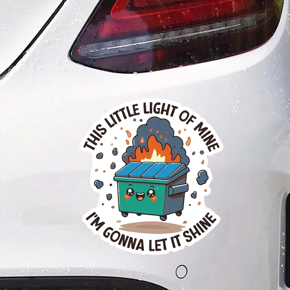 2-Pack 12x13cm, This Little Light Of Mine I'm Gonna Let It Shine Dumpster Fire Vinyl Bumper Stickers, Suitable for Cars, Laptops
