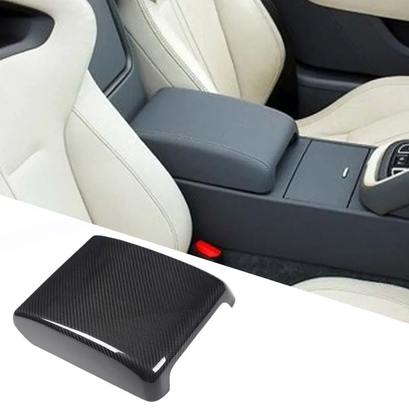 

1piece set Real carbon fiber For Jaguar F-TYPE 2013+ car center console armrest box protective cover decorative Car accessories
