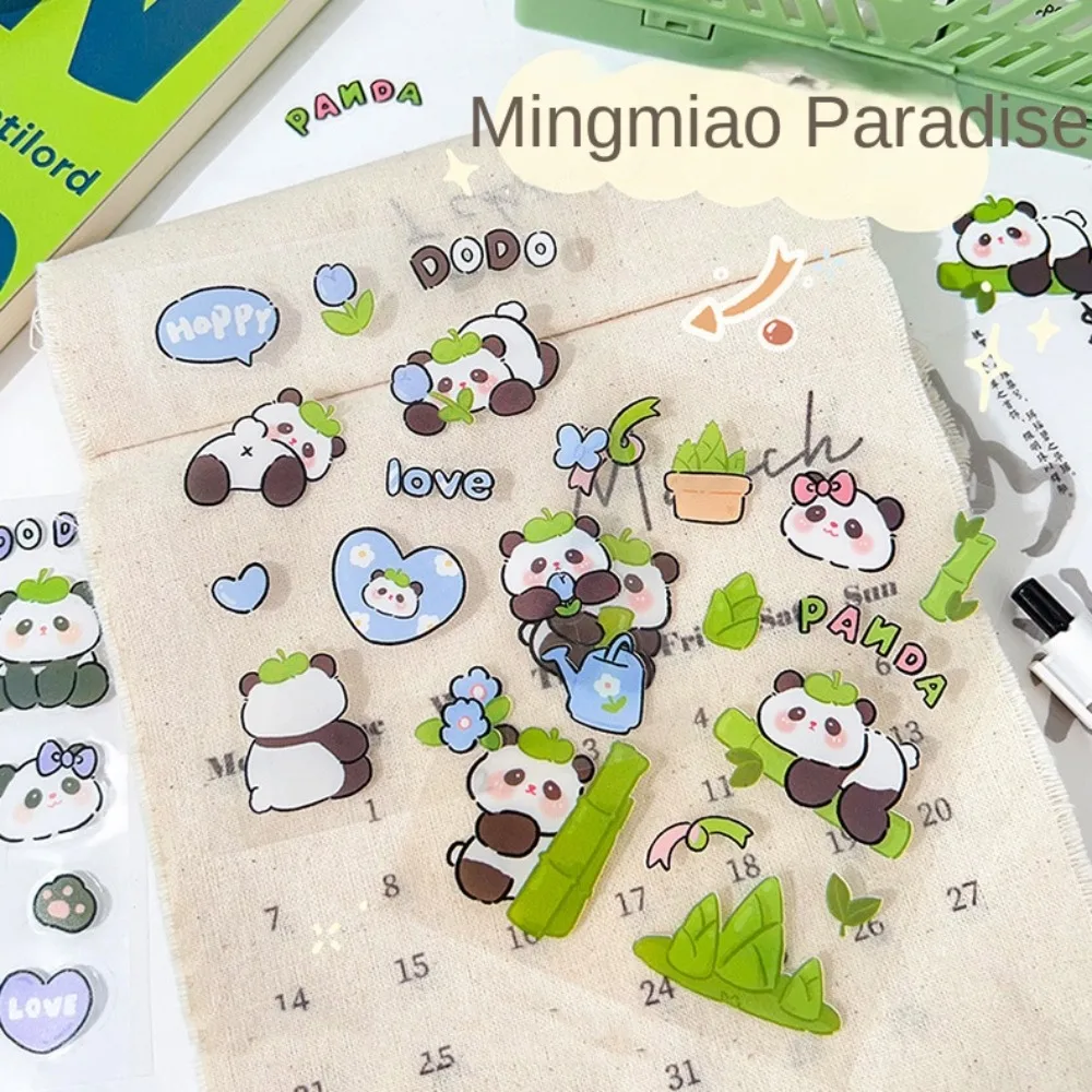 Waterproof Panda Stickers Self-Adhesive PET Cartoon Panda PET Stickers Reusable Creative Panda Animal Graffiti Sticker Handbook