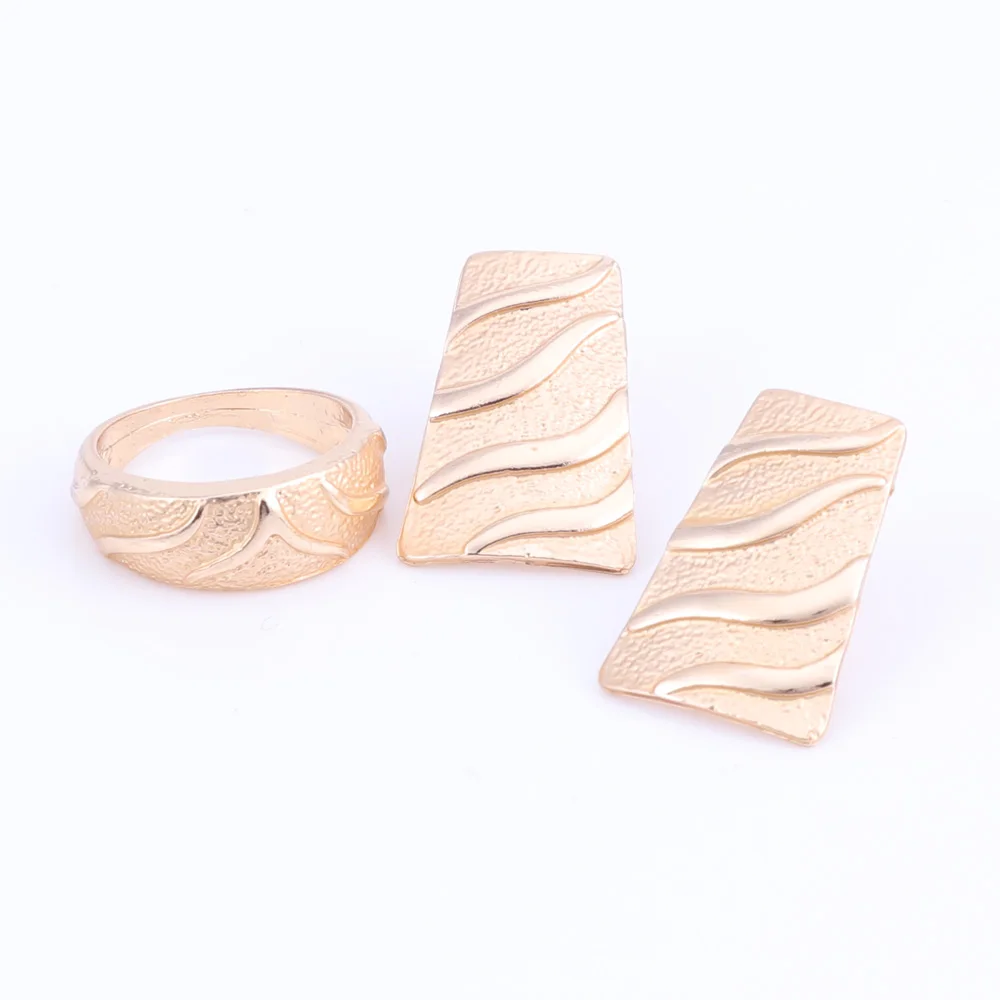 HOT Fashion Wedding Dubai Africa Nigeria African Jewelry Set Gold-color Necklace Earrings Romantic Woman Bridal Jewelry Sets