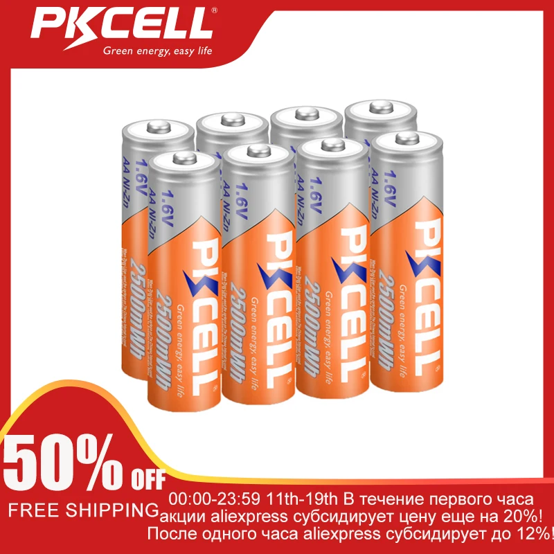 8 ชิ้น/ล็อตถ่าน AA แบตเตอรี่ Ni-Zn 1.6V 2500mWh นิกเกิล-สังกะสี AA แบตเตอรี่ Baterias สําหรับไฟฉายของเล่นกล้อง