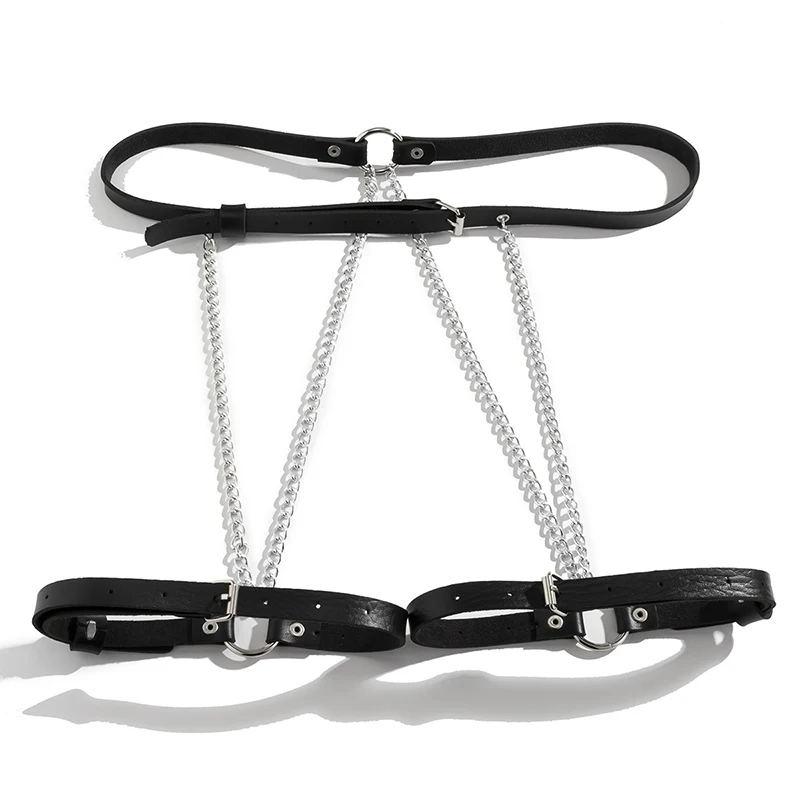 Sexy Garters Leather Chain Bondage BDSM Sexy Gothic Nightclub Style Belt Erotica Leg Rings Integrated Chain Couples Sex Toys