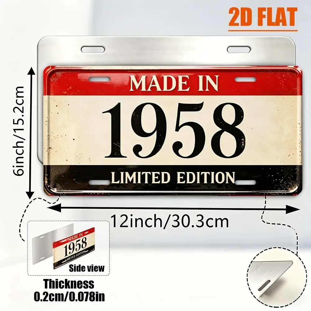 1pc Customizable 2D Flat 1958 Themed Vintage Sign 12x6, Industrial Home Directional Wall Decor, Hanging Gift For 1958 Birth Year