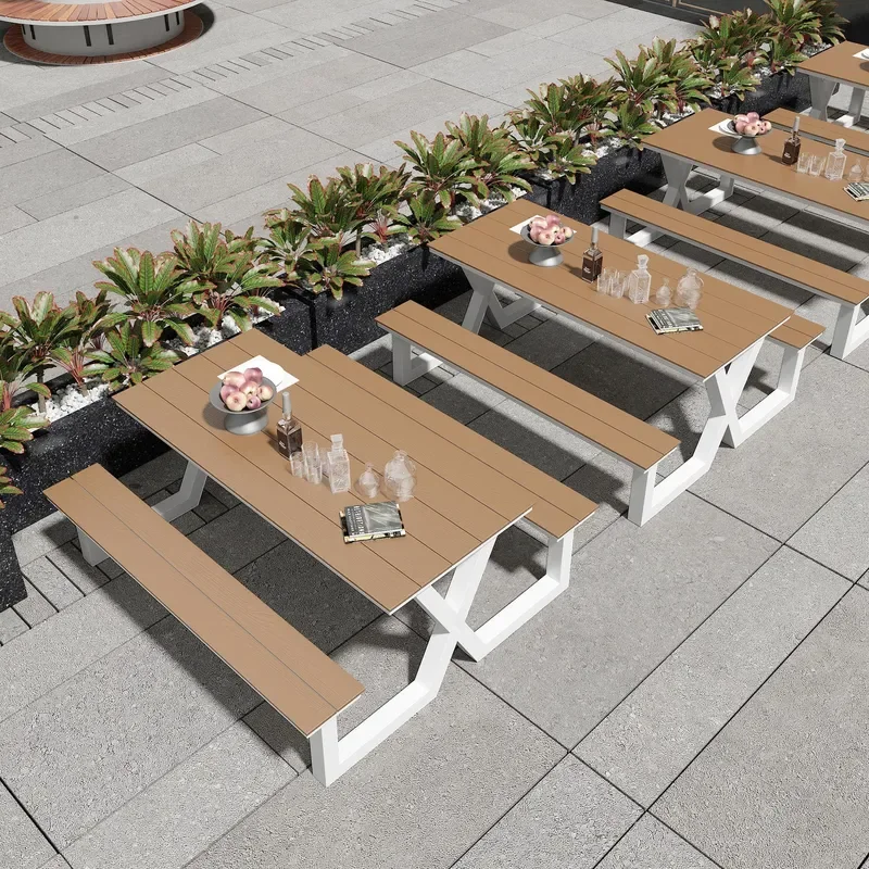 Outdoor One Piece Park Table and Chair Combination Garden Courtyard Seat Scenic Spot Bench Square Outdoor Furniture Set