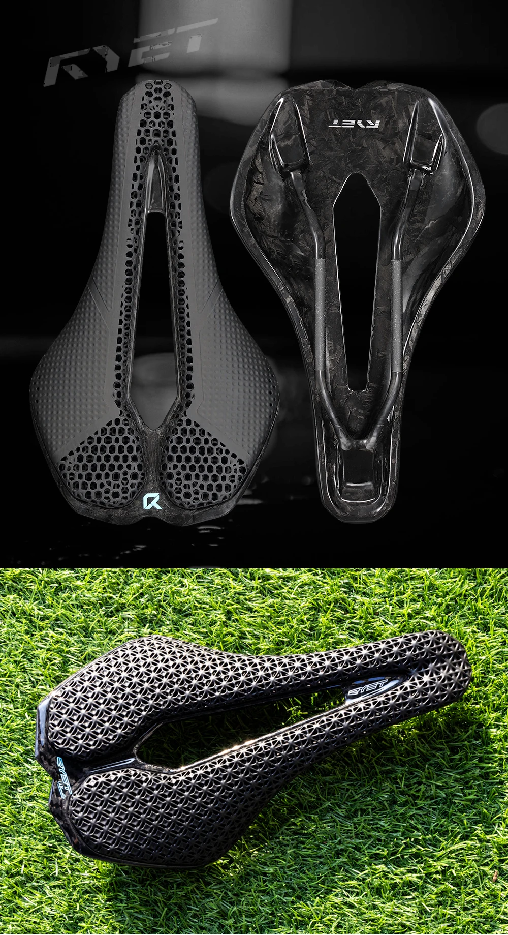 2026 RYET Ultraleichter Carbon-Sattel Hohlkomfort 245x143mm MTB Rennrad Gravel Bike Sitz Atmungsaktives Langlebiges Fahrradkissen Zubehör – Detail 15