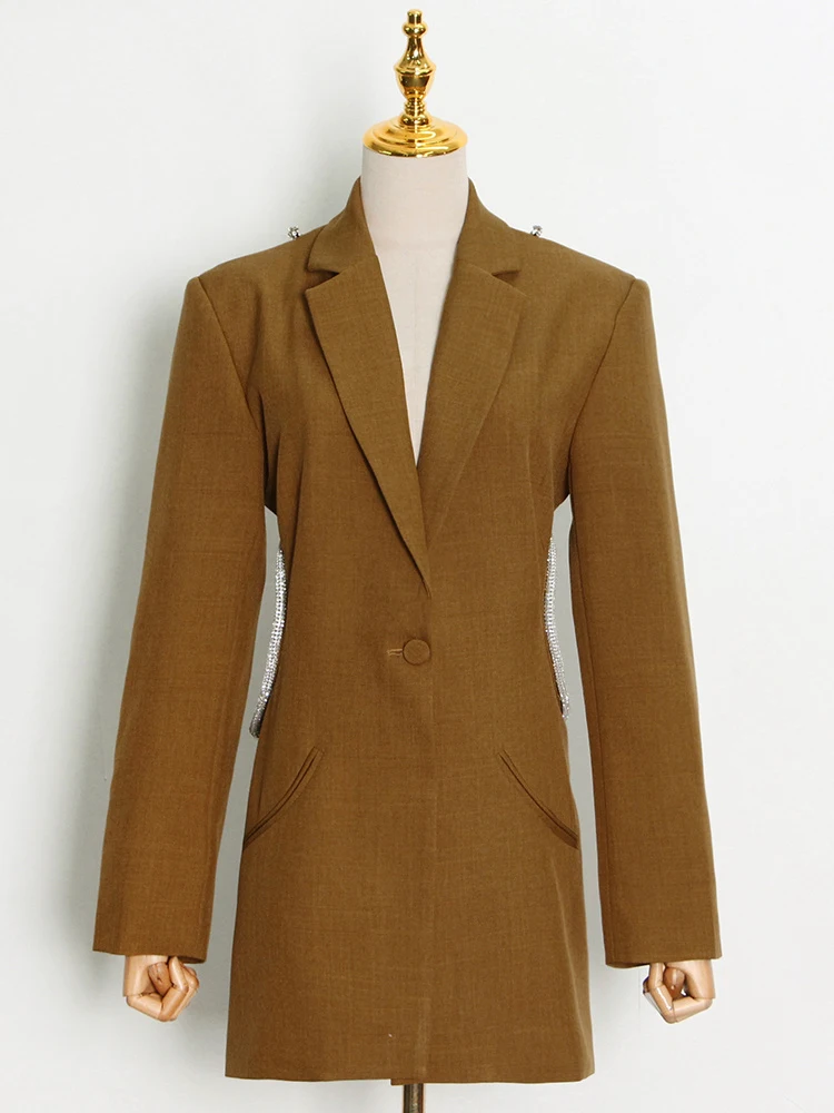 TWOTWurea YLE-Blazer Dos auxpour Femme, Col Cranté, Manches sulf, Taille Haute, Manteau Amincissant, Style Printemps 2022