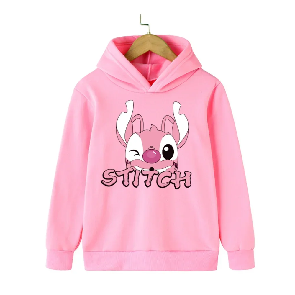 Stitch Sweatshirt Hoodies Letter Cotton awaii Fashion Pullover Anime Manga Cartoons Girls Boy Kids Casual Clothes Tops