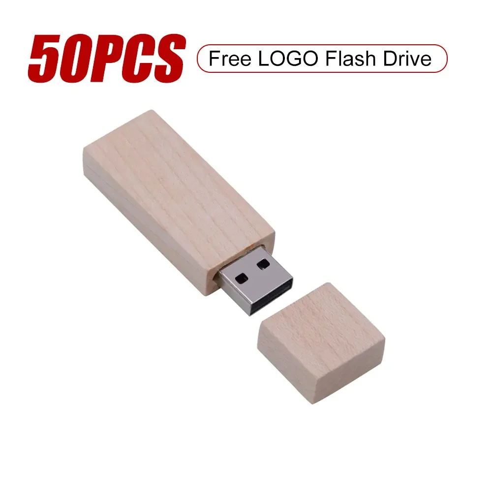 50 Stuks Custom Logo Pen Drive Echte Capaciteit Houten Usb Flash Drives Geheugenstick 64Gb/32Gb/16Gb/8Gb/4Gb Pendrive