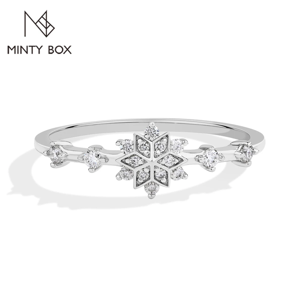 MINTYBOX Snowflake D Color VVS1 Moissanite Rings for Women 925 Sterling Silver Simple Office Daily Wear Accessories Fine Jewelry