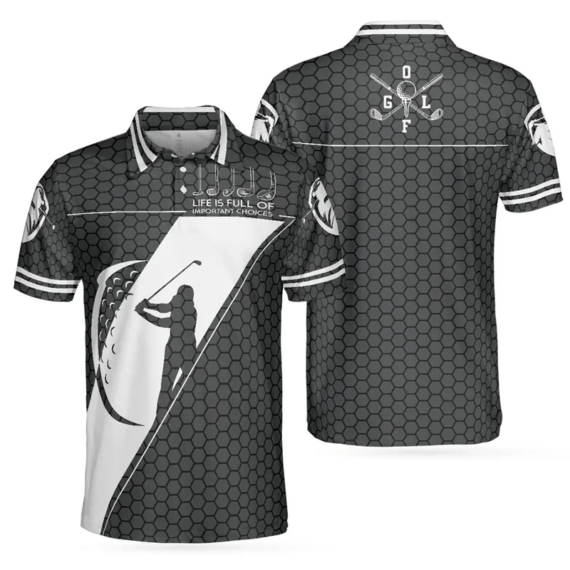 

Men's Golf Club T-shirt with 3D Printed Short - Sleeve Breathable Sport Flaps T-shirt