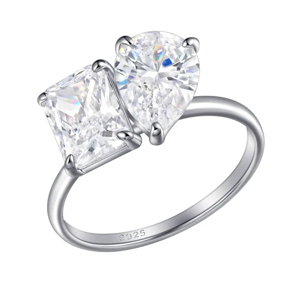 

Sparkling Full High Carbon Diamonds Women's Ring - 925 Sterling Silver Wedding Band & Engagement Ring Bridal Jewelry Gift