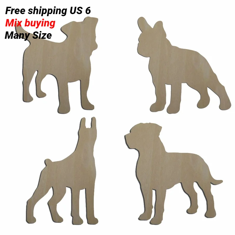 Unfinished Blank Wooden Jack Russell Boston Terrier Dog Cutout Wood Farm Animal Pit Bull Dogs Doberman Shape