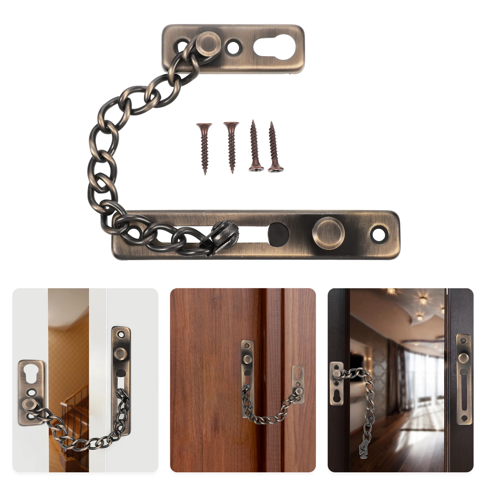 

1 Set Stainless Steel Door Bolt Security Lock Anti Theft Chain Guard Reinforcement Door Lock Chain Durable Hardened Security