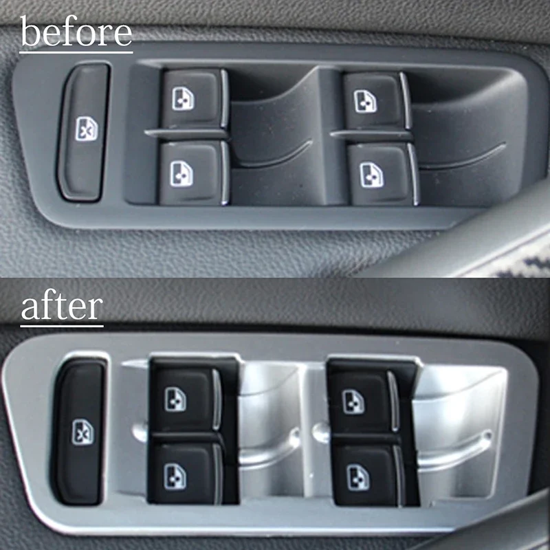 4 Pcs Car Window Lift Panel Frame Trim Armrest Switch Button Cover Decoration Accessories For Volkswagen Golf 7 MK7 2013-2018