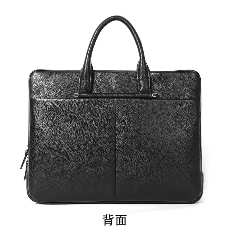 Genuine Leather Men's Handbag Top Layer Cowhide Large Capacity Business Casual One Shoulder Diagonal Back Briefcase