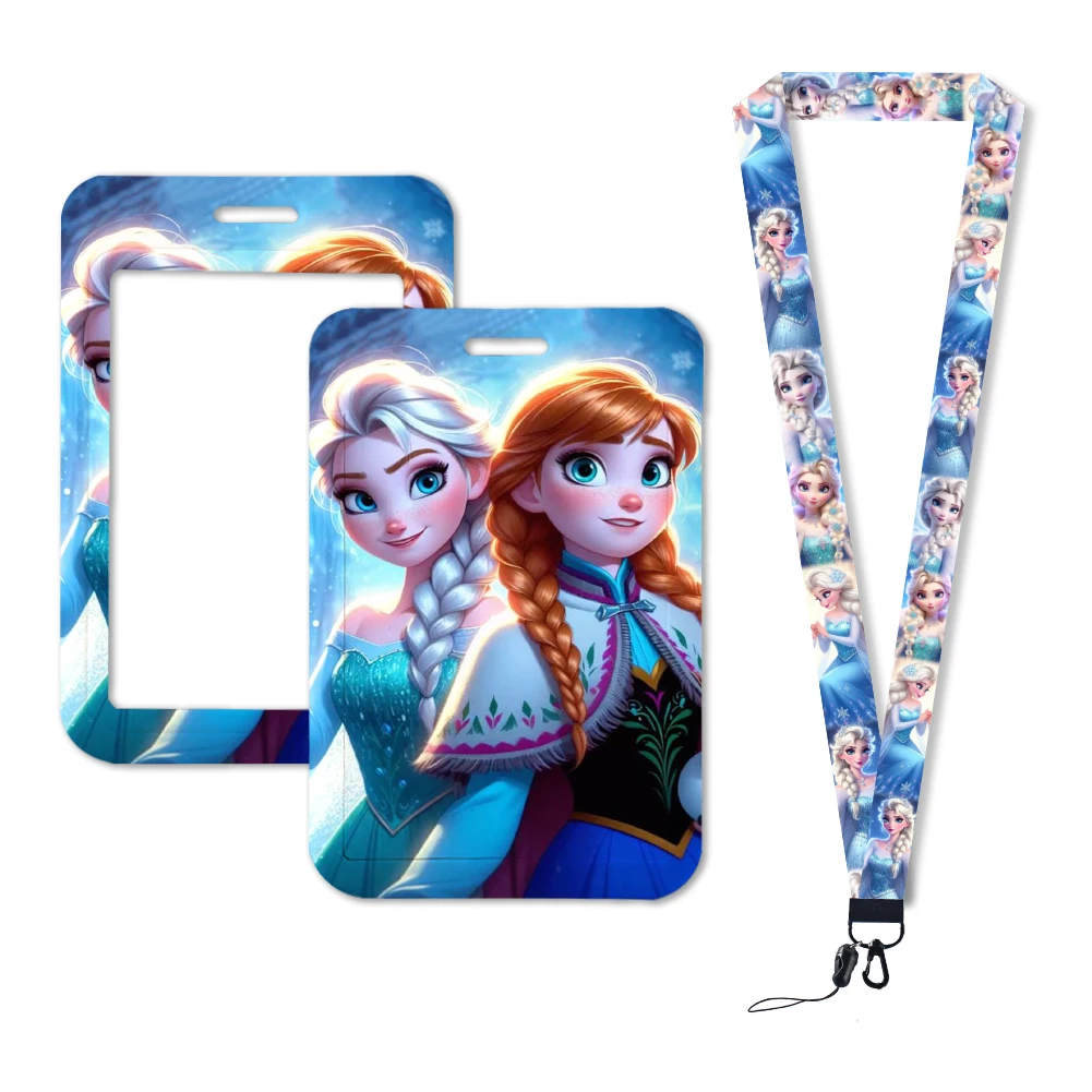 Frozen 2 Disney princesa Anna cordón animeted cuerda de teléfono para soporte de tarjeta de identificación correa para el cuello llavero cordón Lariat regalos para niñas