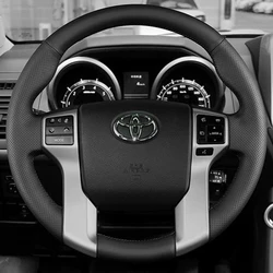 Car Steering Wheel Cover For Toyota Land Cruiser Prado Tundra Tacoma 4Runner Hand-Stitched Microfiber Leather Car Accessories