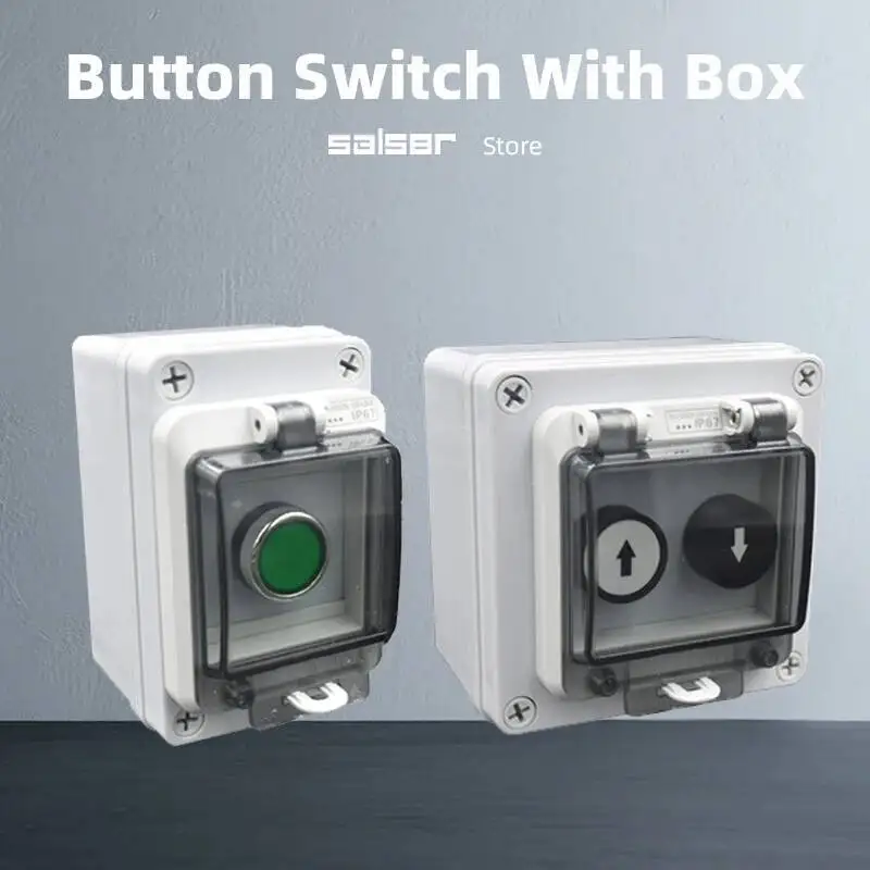 مفتاح بـزر دفع خارجي مقاوم للماء IP67 صندوق إعادة تعيين/إيقاف الطوارئ/توزيع التحكم في المقبض التشغيل اليدوي 10A
