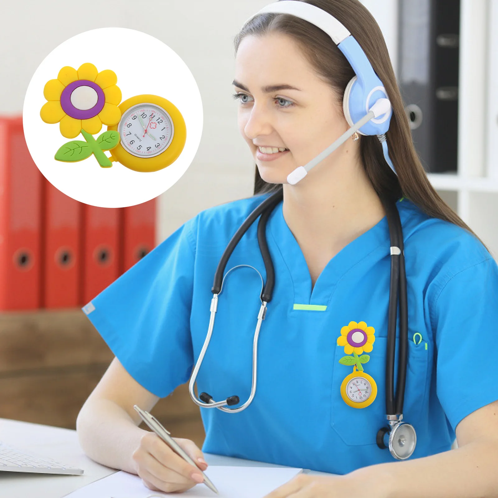 ساعة قلادة ناعمة جميلة بنمط ممرضة كوارتز بمشبك على الجيب لموظفي المستشفى هدية ساعة طبيب مضيئة #3