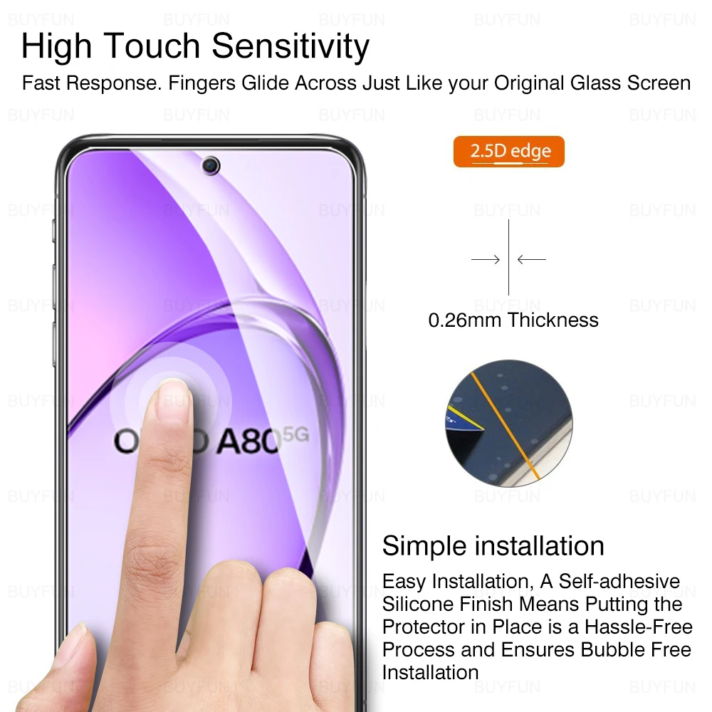 8in1 Tempered Glass For Oppo A80 5G 2024 Camera Protector 6.67 inches Case Opo appo A 80 80A OppoA80 CPH2639 Clear Lens Cover