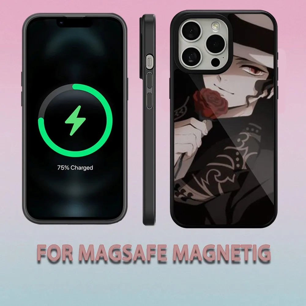 Demon Slayer Kibutsuji Muzan  Phone Case For iPhone 15 14 13 12 11 Pro Max Plus Magsafe Magnetic Wireless Charging Cover