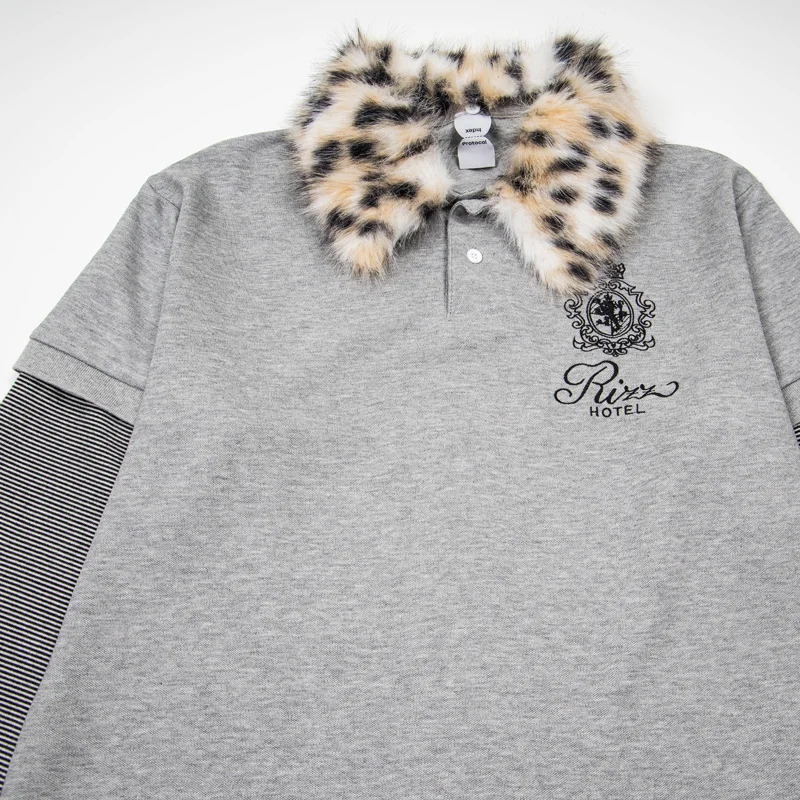 2026 New Style American Style Protocol T-Shirt Street Trend Hip Hop Fur Collar Long Sleeved Men Women view 5