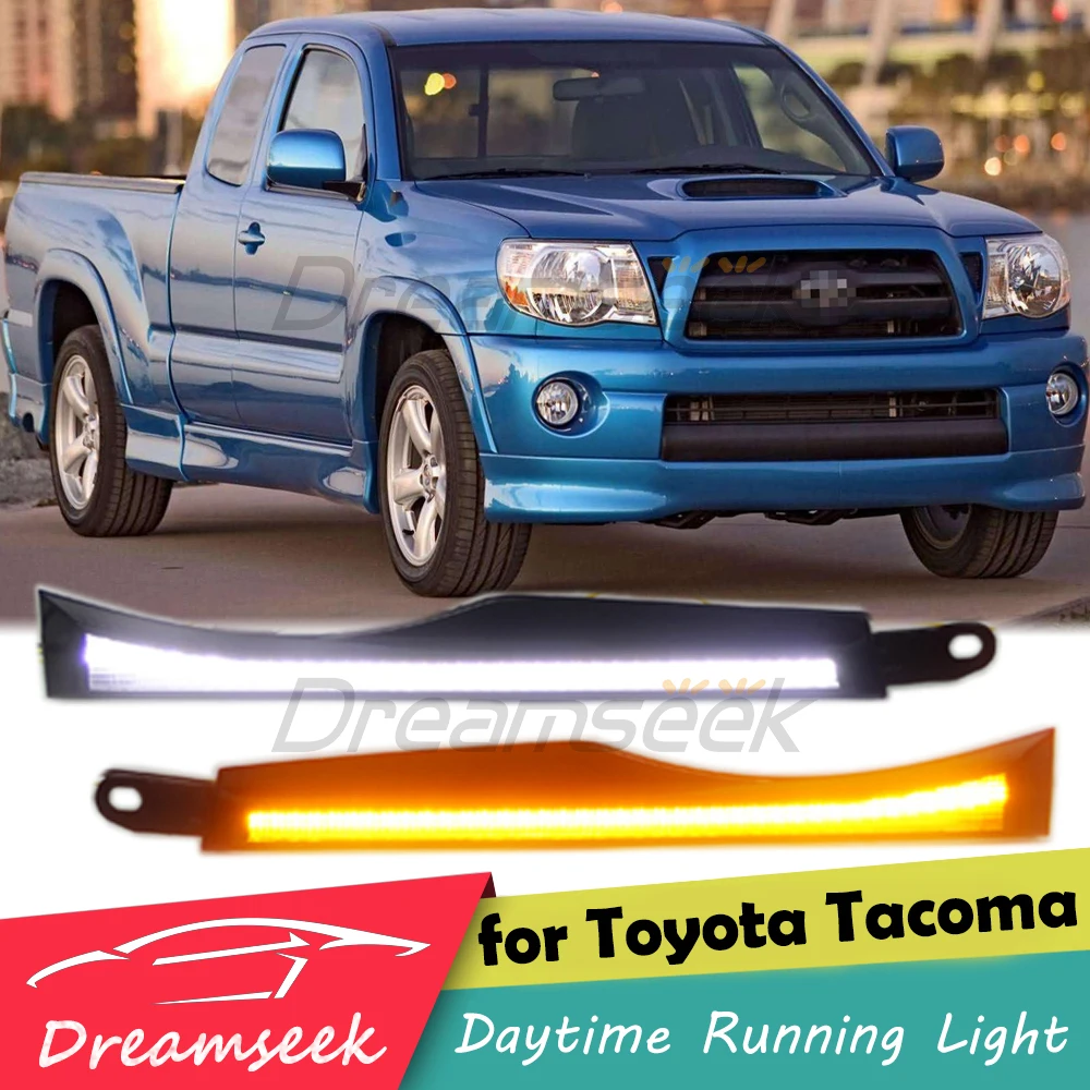 

LED Side Marker Light w/ Sequential Turn Signal Lamp for Toyota Tacoma 2005-2011 Dynamic DRL Front Bumper Grille Headlight Trim