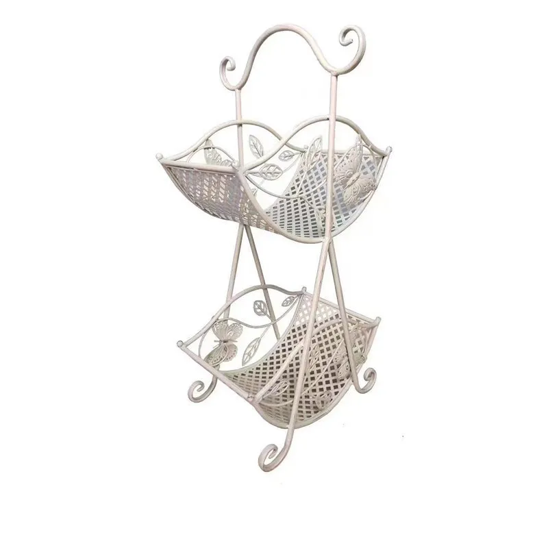 

double-layer flower stand, shelf, creative semi-round hand basket, fruit snack storage basket, storage rack