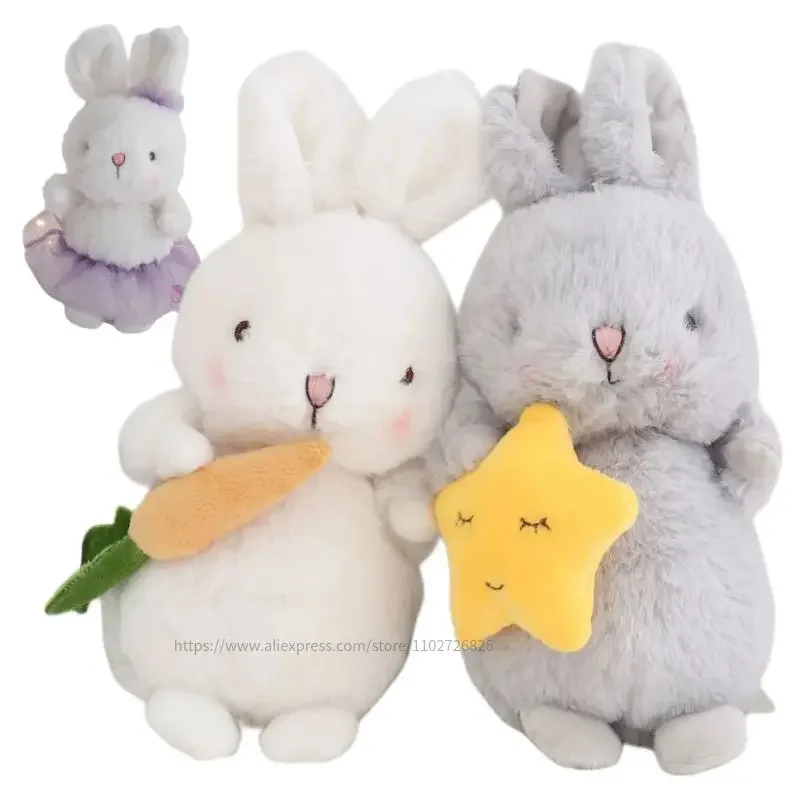 23/30cm Cute Bunny Plush Toy Stuffed Purple Ballet Skirt Yellow Star Carrot Decor Rabbits Baby Appease Doll Girly Gift for Girl