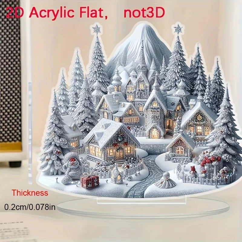 Charming 2D Acrylic Decor Ideal Village Settings Perfect Desktop Window Display Home Decor Christmas New Year Decor Best Gift