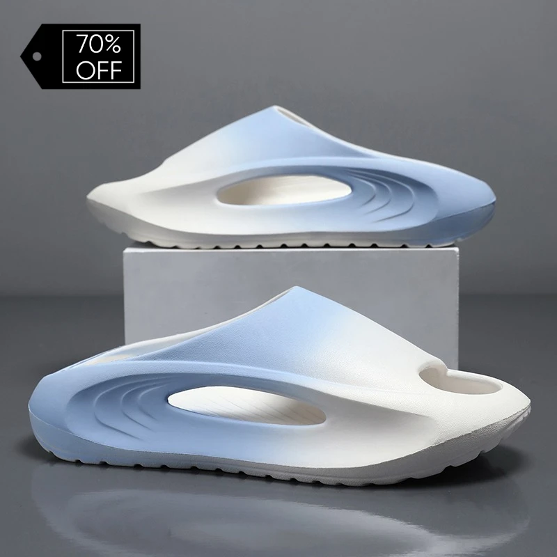 

2026 New Men's Summer Sports Slippers Fashion Thick Bottom EVA Soft Hollow Unisex Non-slip Beach Slides