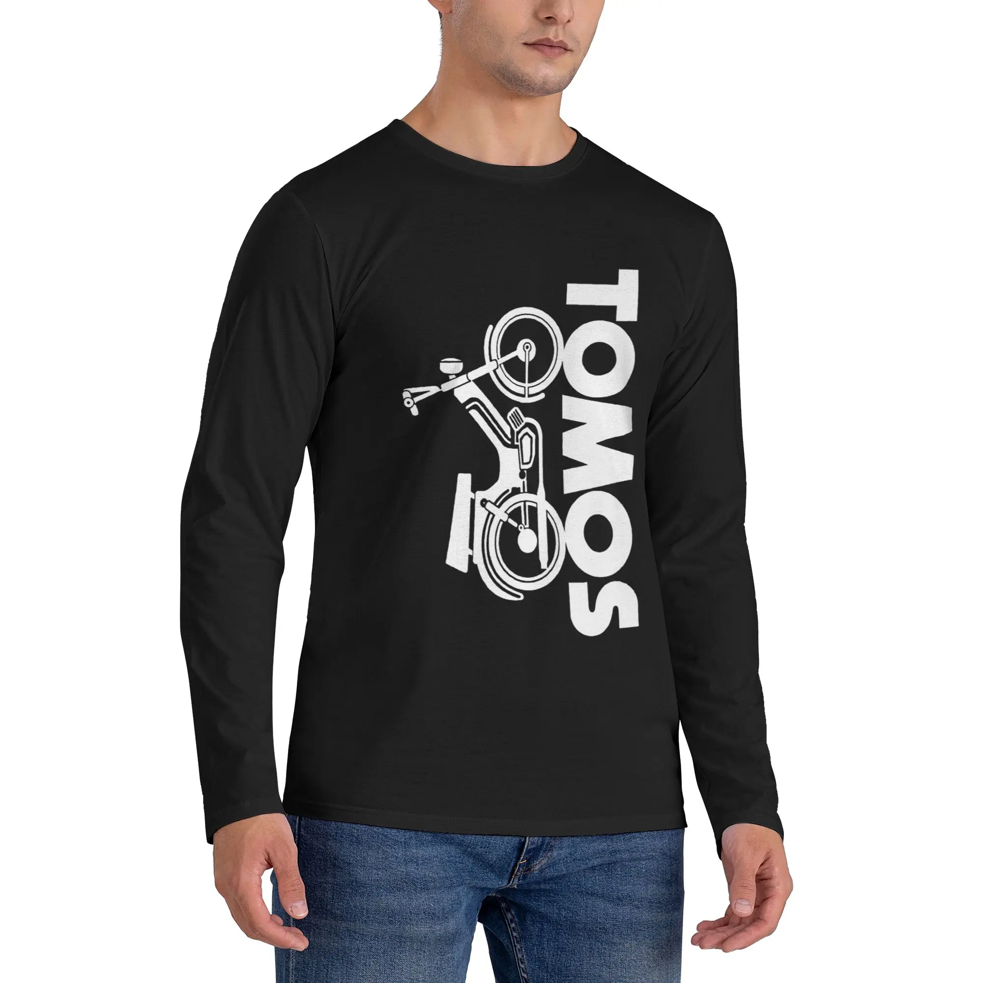 

Tomos Moped Мужская футболка с длинными рукавами Дышащие футболки с круглым вырезом Весенние и осенние мужские топы