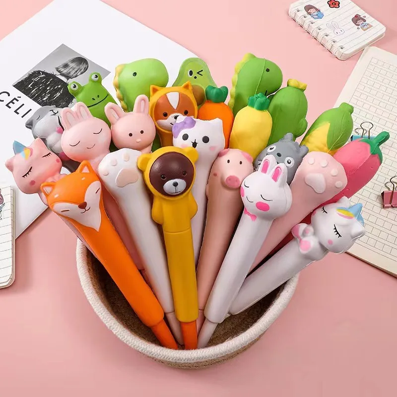 Creatieve Leuke Cartoon Decompressie Gel Pen Voor Basisschool Studenten Speciale Knijpen Pen Kinderen Stress Gift