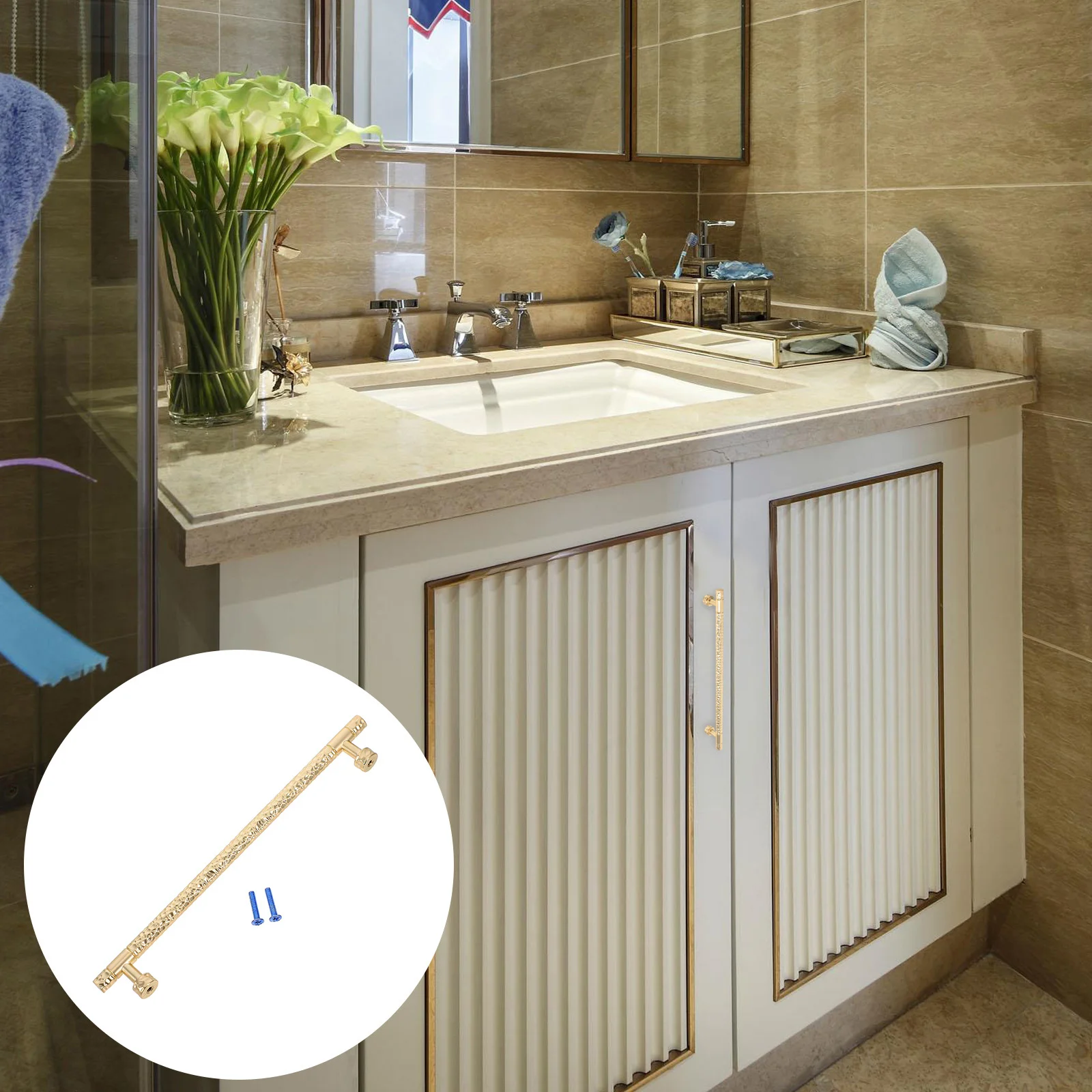 

Zinc Alloy Cabinet Handles Knurled Retro Design Easy Install for Kitchen Wardrobe Wine Cabinet Drawer Pulls Hardware
