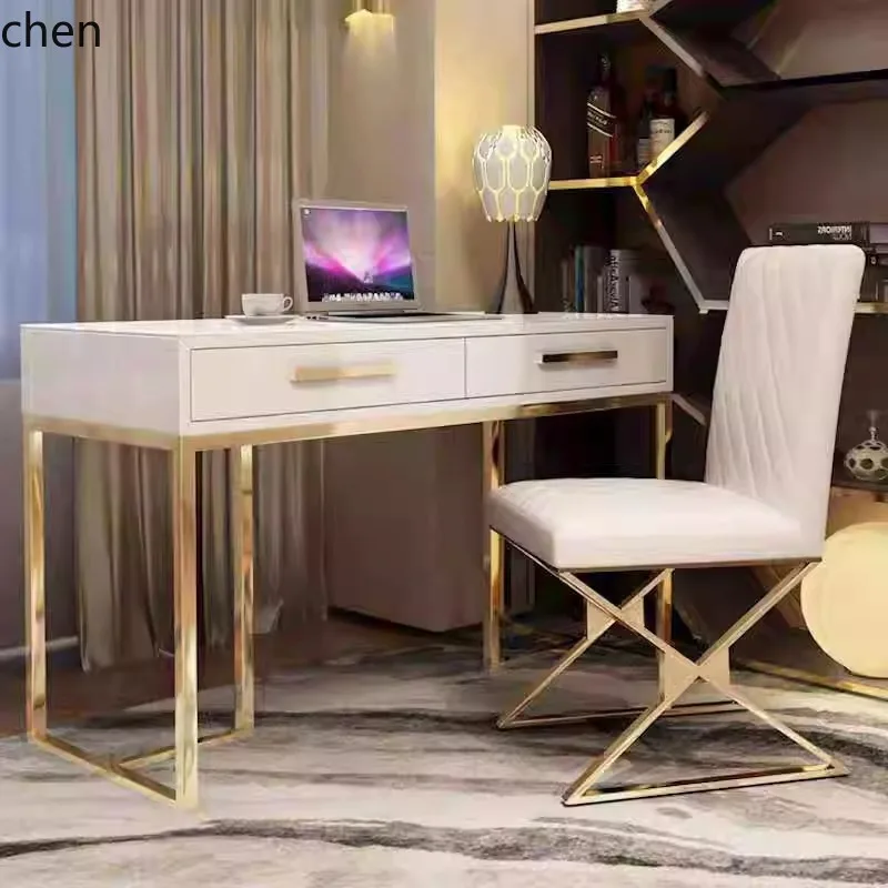 YFY  Light Luxury Computer Desk Bookshelf Hotel Engineering Desk Two-tone