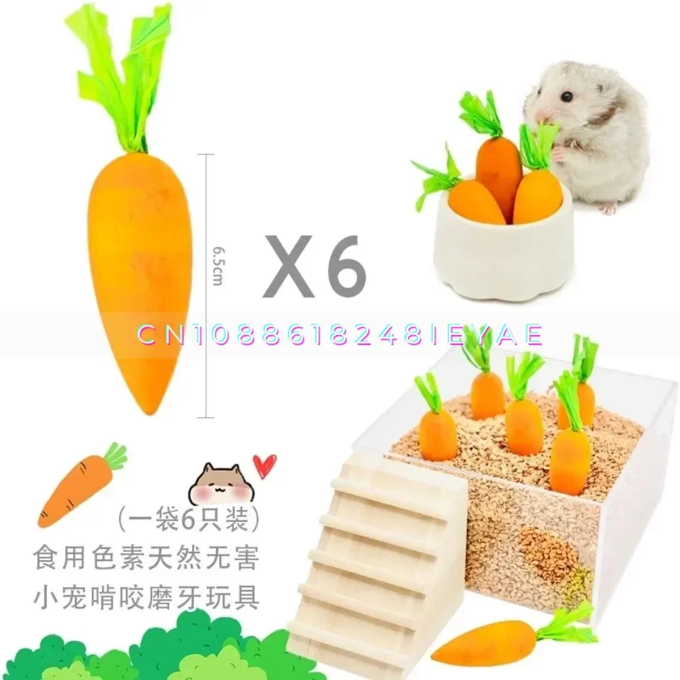 Brinquedo de madeira cenoura hamster pequeno animal gaiola paisagismo suprimentos ratos acessórios hamsters pygmy chipmunk molares brinquedo