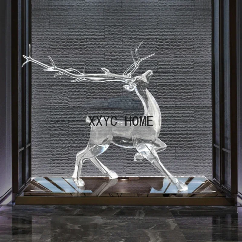 彫刻営業所ショッピングモールホテルロビースタジオアート装飾大床透明動物装飾品