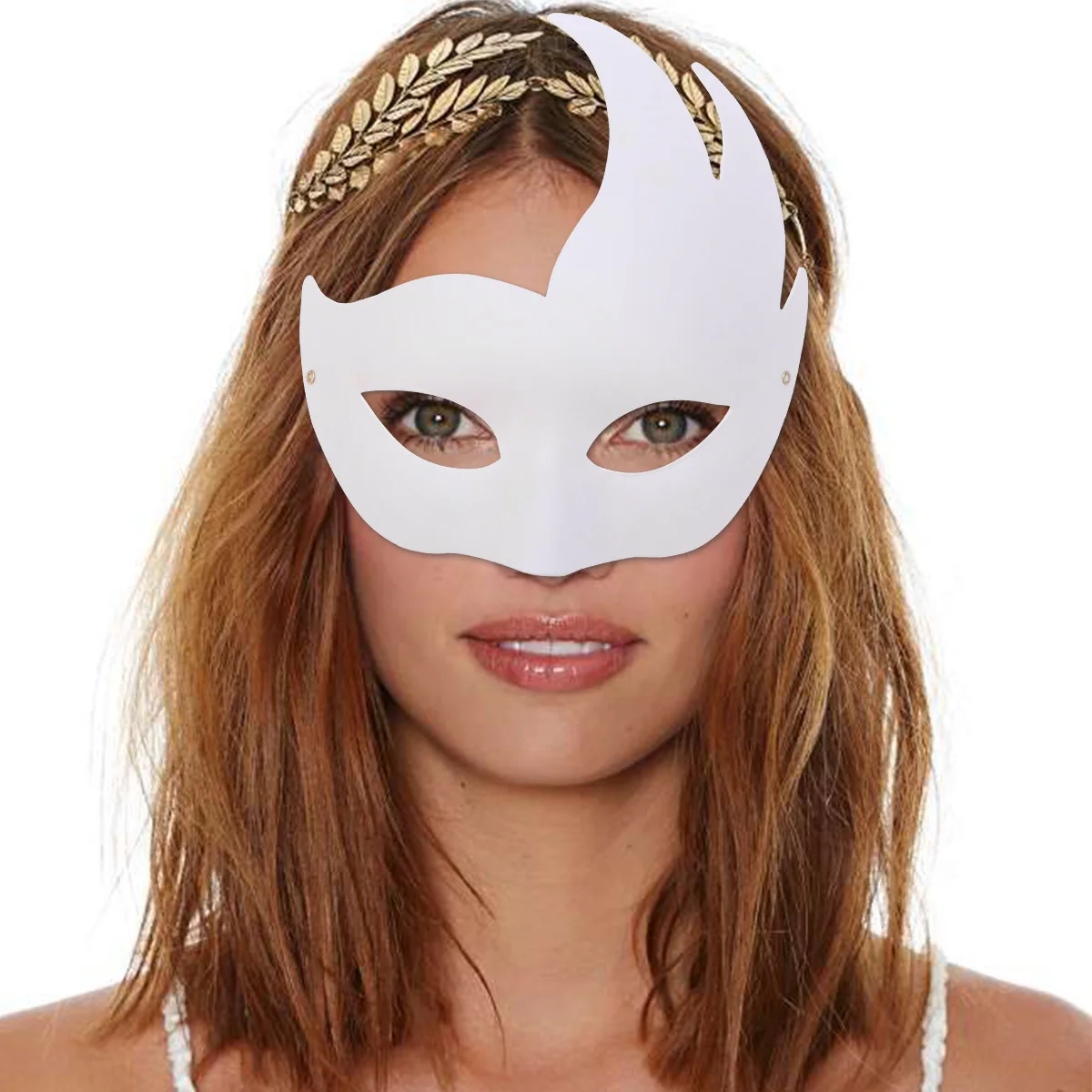 10 Buah Masker Kerajinan Putih Set Masker Pesta Dekoratif Diy untuk Anak-anak Cosplay Gaun Mewah Hewan (Mahkota Rusa +