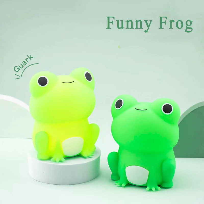 Qiqi Frog Silicone Lamp USB Charging Multi Mode Dimming Timer Night Light Children\'s Gift LED Sleep Companion Patting Light