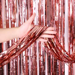 2/3/4M Party Background Wedding Decor Foil Fringe Curtain Sequin Bachelorette Photo Backdrop Wall Curtain Birthday Baby Shower