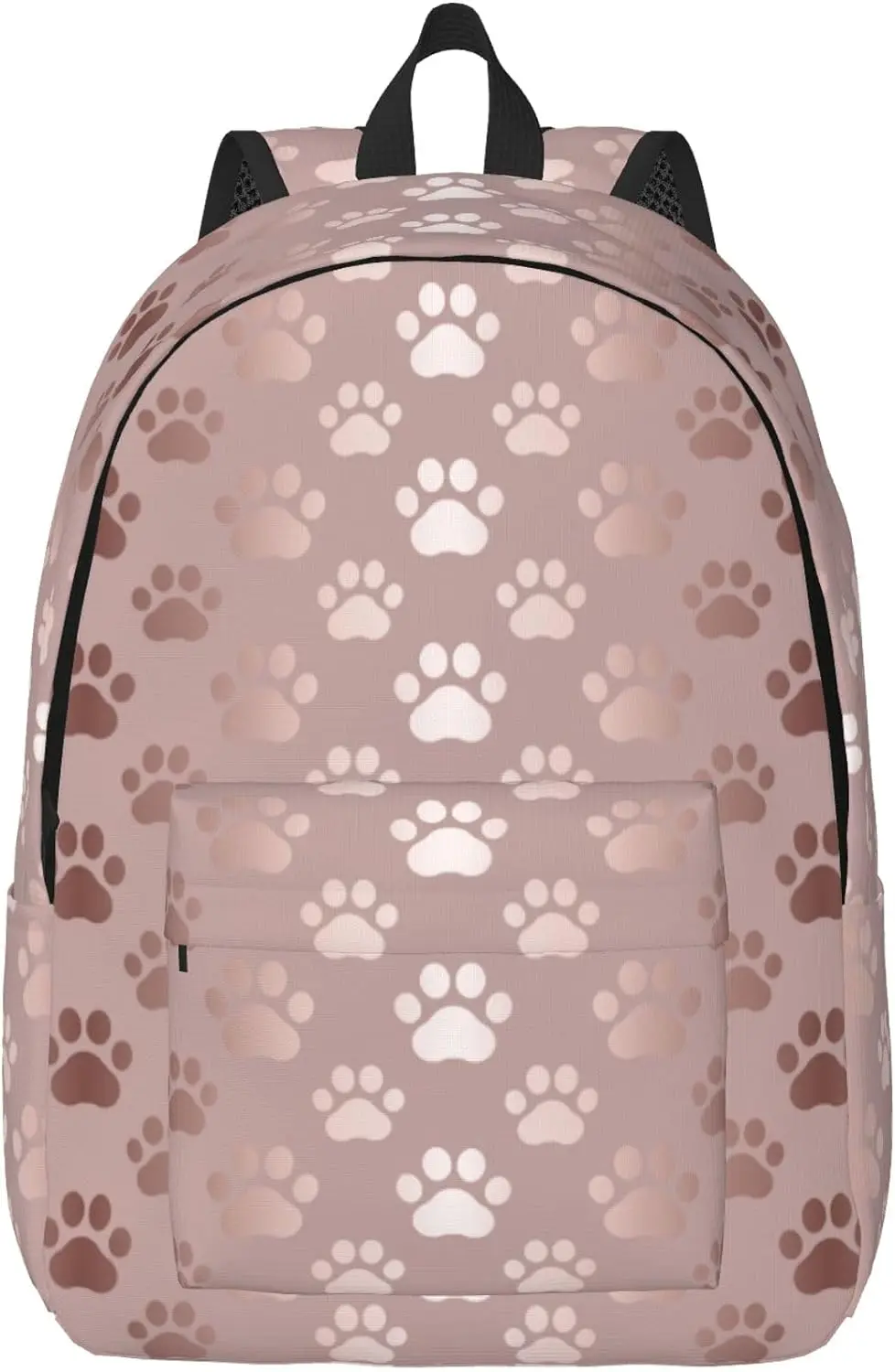 Rose Gold Dog Paw Animal Print Laptop Rucksack Work Bookbag Casual Daypack for Women Men Boy Girl Student Travel Hiking 16 Inch